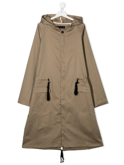 Shop Anja Schwerbrock Teen Parka Coat In Brown