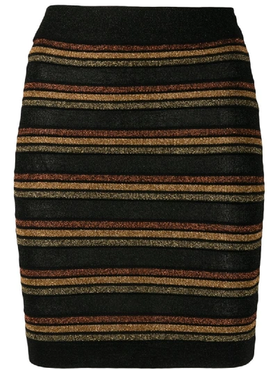 Shop Balmain Metallic Striped Mini Skirt In Black