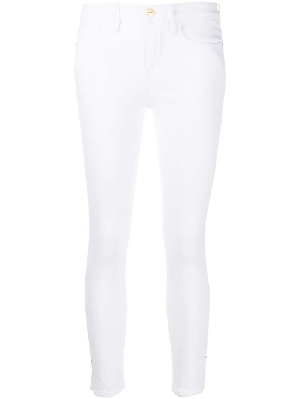frame white cropped jeans