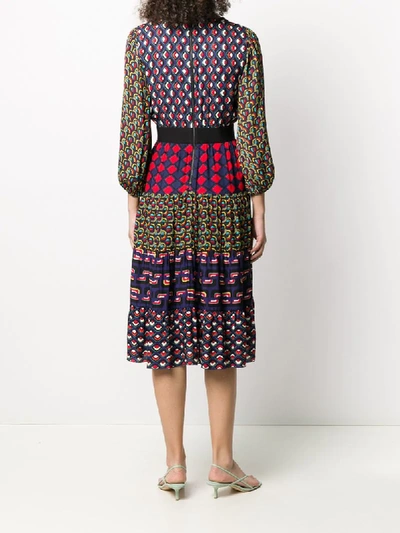 Shop Alice And Olivia Karolina Mixed Print Dress In Purple