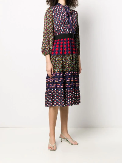 Shop Alice And Olivia Karolina Mixed Print Dress In Purple