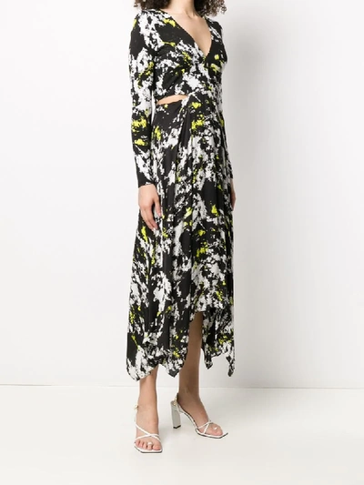 Shop Alice And Olivia Abstract Print Cut-out Dress In Black