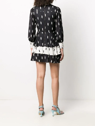 Shop Alice And Olivia Dasha Tiered Chiffon Mini Dress In Black