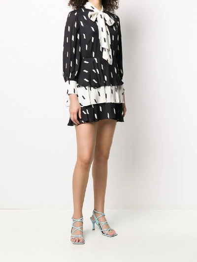 Shop Alice And Olivia Dasha Tiered Chiffon Mini Dress In Black