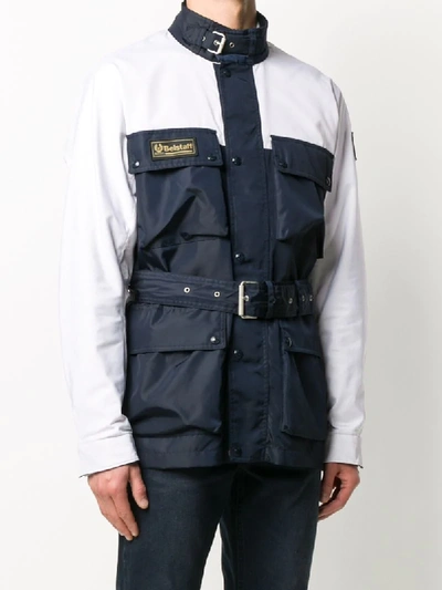 Shop Belstaff Belted Multi-pocket Jacket In Blue
