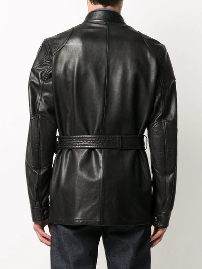 Shop Belstaff Belted Waist Jacket In Black