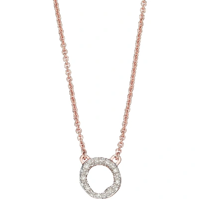 Shop Monica Vinader Riva Mini Circle 18ct Rose-gold Vermeil And Diamond Necklace