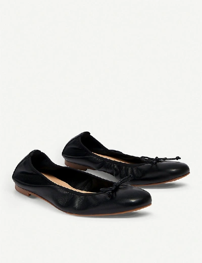 Shop Lk Bennett Trilly Leather Ballerina Flats In Bla-black