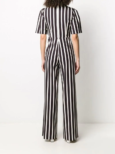 Shop Alice And Olivia Luanas Striped Wide-leg Jumpsuit In Black