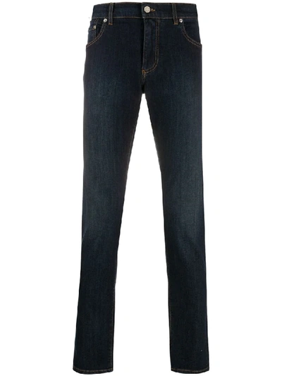 Shop Dolce & Gabbana Dg Crown-embroidered Slim-fit Jeans In Blue