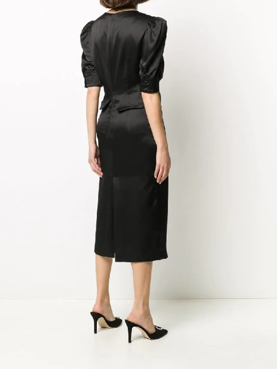 Shop Alessandra Rich Embellished Bow Midi Dress In Black