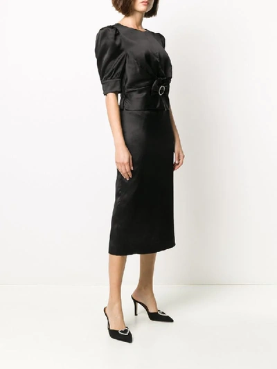 Shop Alessandra Rich Embellished Bow Midi Dress In Black