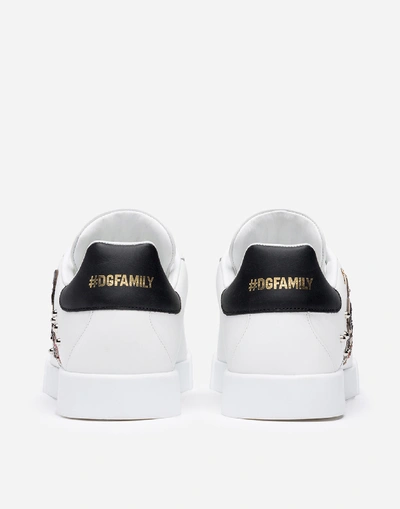 Shop Dolce & Gabbana Portofino Sneakers In Nappa Calfskin With Dg Palma Stylist Patches In White/black