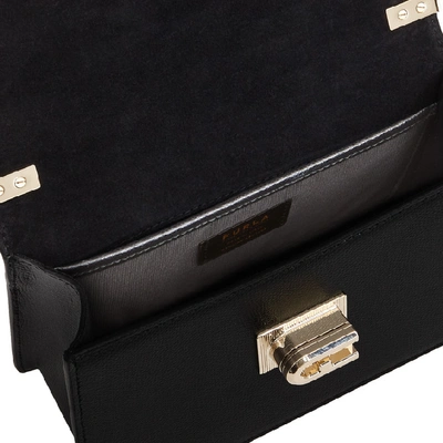 Furla Structured Black Shoulder Bag With Gold-tone Clasp In Nero