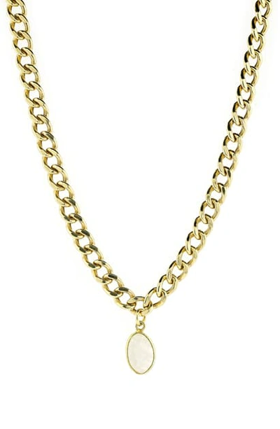 Shop Adornia Curb Chain Pendant Necklace In Moonstone Gold Vermeil