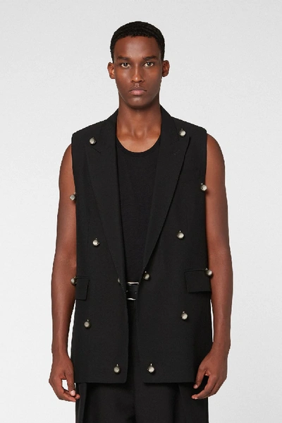 Shop Ami Alexandre Mattiussi Bell-embellished Sleeveless Blazer In Black