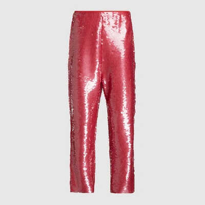 Pre-owned Dima Ayad Pink Sequined Wide Leg Trousers Size S