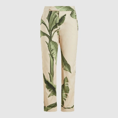 Pre-owned Johanna Ortiz Green Cropped Printed Stretch-cotton Trousers Size Us 2