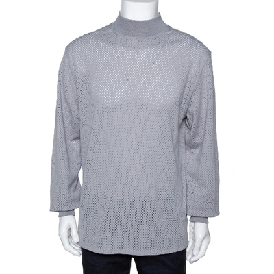 Pre-owned Fear Of God Fifth Collection Grey Perforated Knit Long Sleeve T Shirt S