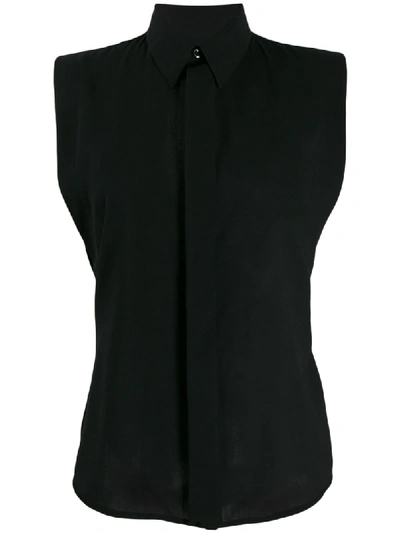 Shop Ami Alexandre Mattiussi Invisible Button Placket Sleeveless Shirt In Black