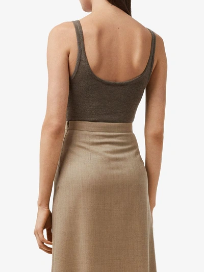 Shop Burberry Knitted Sleeveless Bodysuit In Brown