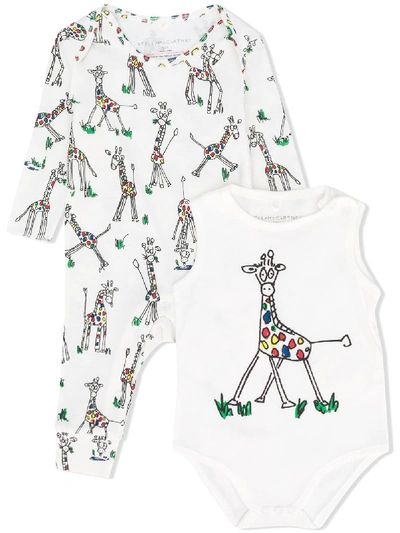 Stella Mccartney Giraffe Print Romper And Body Set In White