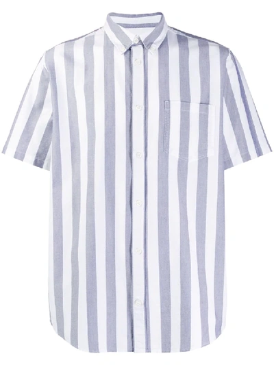 Shop Norse Projects Striped Short Sleeve Shirt In Blue