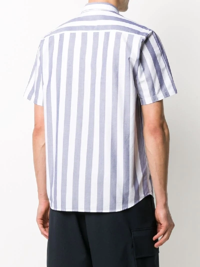 Shop Norse Projects Striped Short Sleeve Shirt In Blue