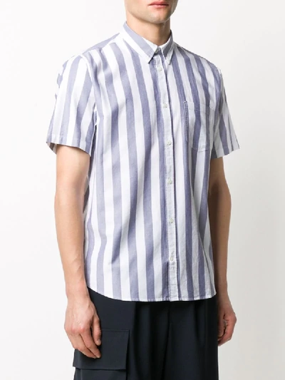 Shop Norse Projects Striped Short Sleeve Shirt In Blue