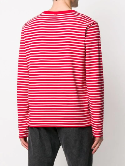 Shop Ami Alexandre Mattiussi Ami De Coeur Striped T-shirt In Red