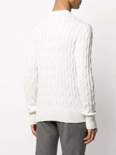 Shop Ami Alexandre Mattiussi Logo Patch Cable Knit Jumper In White