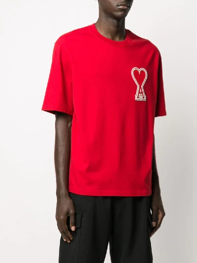 Shop Ami Alexandre Mattiussi Oversize Ami De Cœur Patch T-shirt In Red