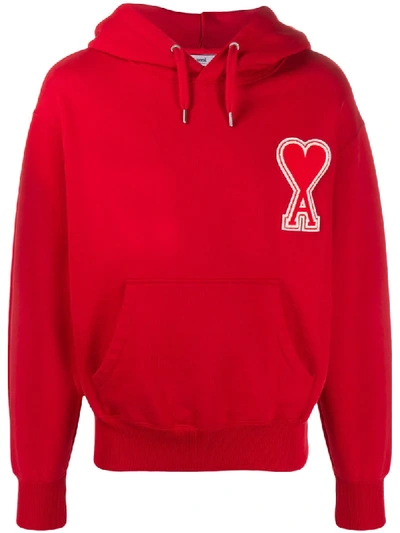 Shop Ami Alexandre Mattiussi Oversize Ami De Cœur Hoodie In Red