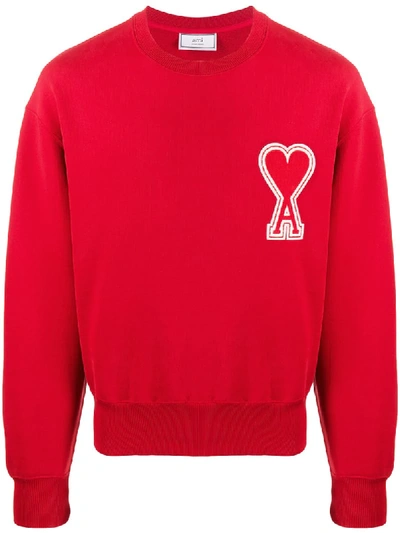 Shop Ami Alexandre Mattiussi Oversize Ami De Cœur Patch Sweatshirt In Red