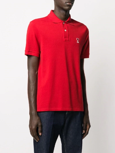 Shop Ami Alexandre Mattiussi Ami De Cœur Polo Shirt In Red