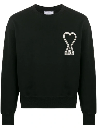 Shop Ami Alexandre Mattiussi Oversize Ami De Cœur Patch Sweatshirt In Black