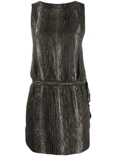 Shop Saint Laurent Striped Mini Dress In Black