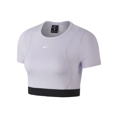 Shop Nike Pro Aeroadapt Womenâs Crop Top (infinite Lilac) - Clearance Sale In Infinite Lilac,black,metallic Silver