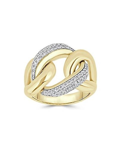 Shop Saks Fifth Avenue Diamond And 14k Yellow Gold Link Ring