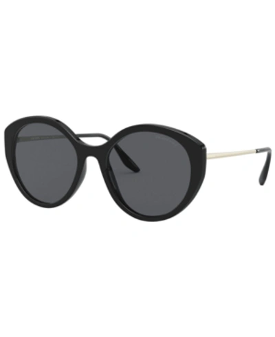 Shop Prada Women's Polarized Sunglasses In Black/polar Dark Grey