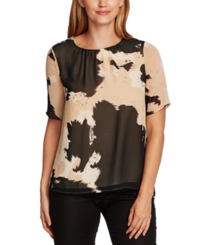 Shop Vince Camuto Printed Chiffon Top In Light Stone