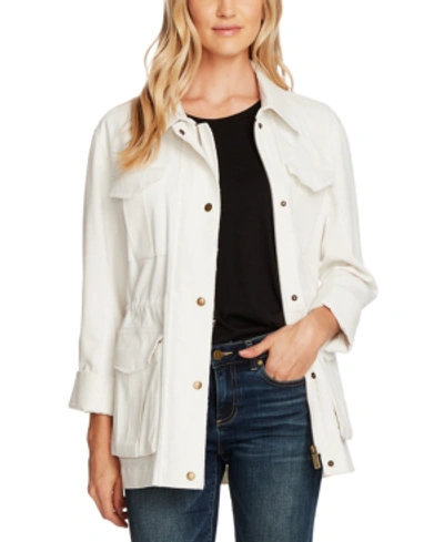 Shop Vince Camuto Twill Utility Jacket In Pearl Ivory