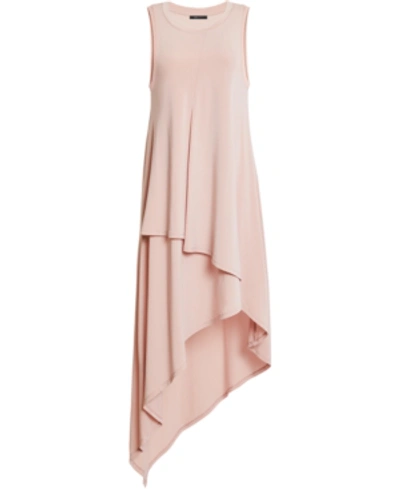 Shop Bcbgmaxazria Asymmetrical-hem Midi Dress In Bare Pink