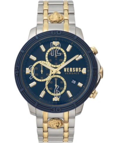 Shop Versus By Versace Men's Bicocca Two-tone Stainless Steel Bracelet Watch 46mm In Stainless Steel/blue