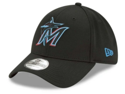 Shop New Era Miami Marlins Clubhouse 39thirty Cap In Black