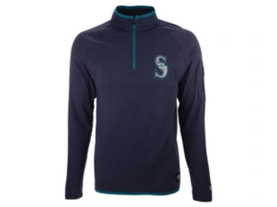 Shop New Era Men's Seattle Mariners Brushback Quarter Zip Pullover In Navy