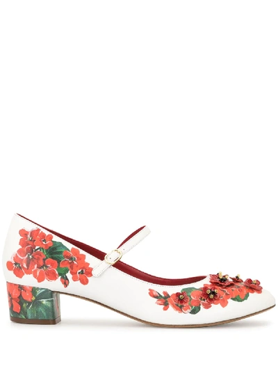Shop Dolce & Gabbana Teen Portofino Print Ballerina Shoes In White