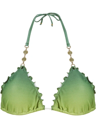 Shop Amir Slama Triangle Bikini Top In Green