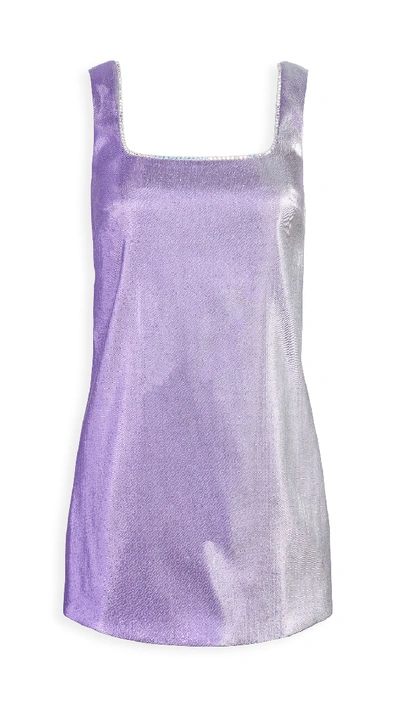 Shop Area Crystal Choker Mini Dress In Silver/violet
