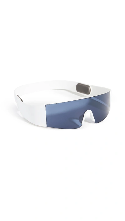 Shop Kenzo Sporty Shield Sunglasses In Blue/white